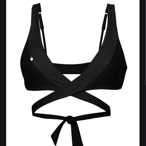 Beach Bunny 3-pc swimwear skylar wrap High Neck Halter Swim top bottom black - Picture 4 of 16